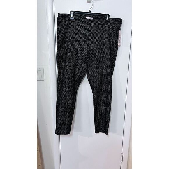 NANETTE LEPORE WOMEN PANT LEGGINGS BLACK SILVER SPECKLE SZ XL NEW - Picture 3 of 11